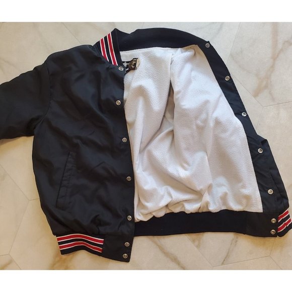 Vintage Black Satin Button-Up Bomber Jacket Men's Size L SIMPLICITY Tractors - Picture 4 of 7